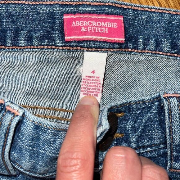 Abercrombie and Fitch Low Rise Y2K Pink Trim Boot Cut Jeans Size 4 - Picture 5 of 9